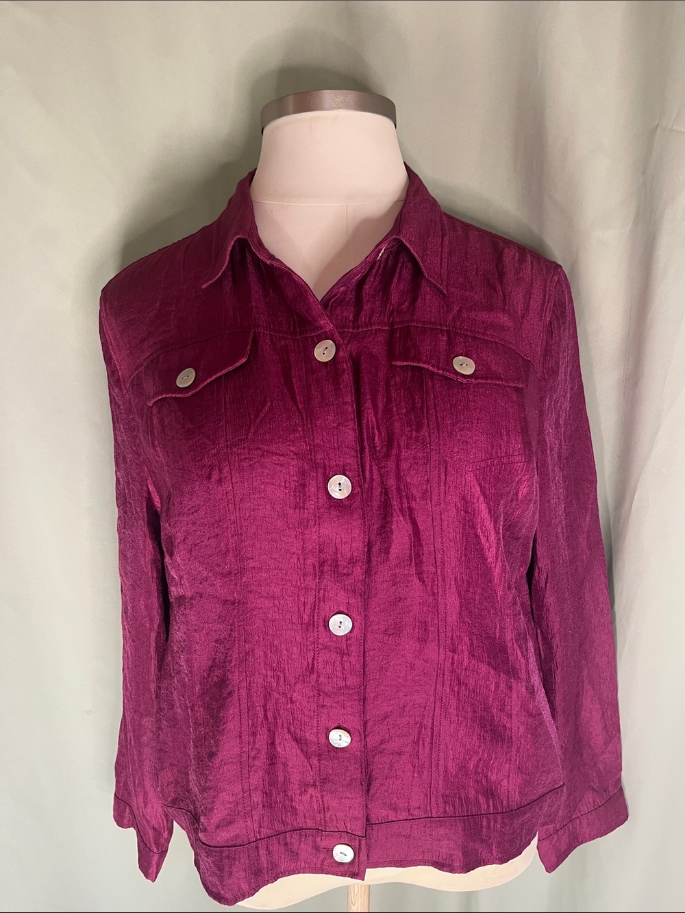 TravelSmith Women's Button-Front Shiny Magenta Jacket